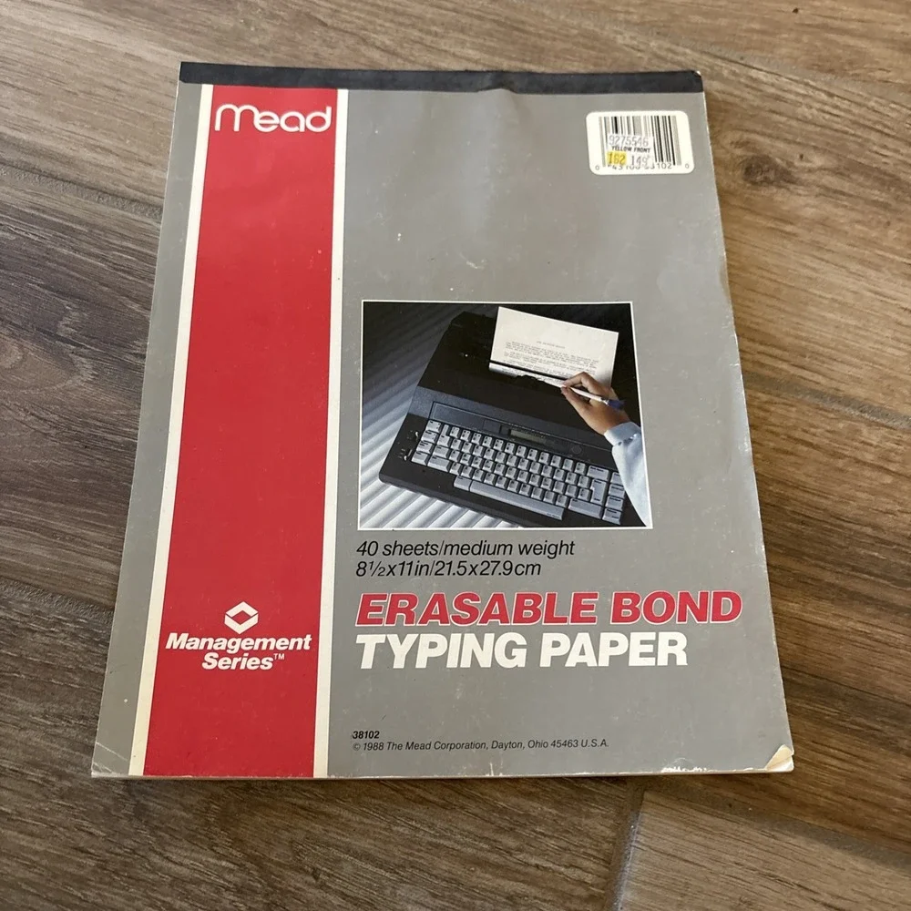 Mead 39198 Erasable Bond Typing Paper - medium weight ~35 Sheets Used‎